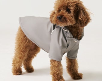 Dog Raincoat with Hood - Water Resistant - Gray