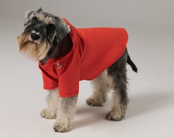 Dog Raincoat with Hood - Water Resistant - Brick Red