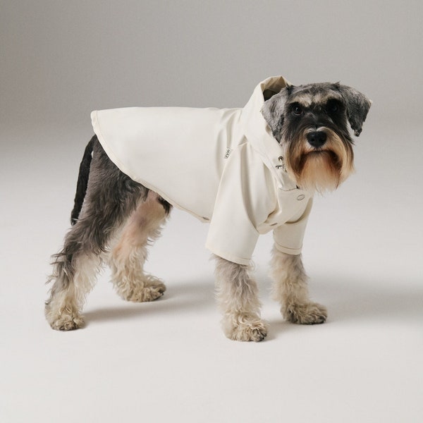 Dog Raincoat with Hood - Water Resistant - Snow White