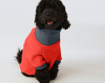Dog Turtleneck Sweatshirt - Organic Soft Cotton - Red/Blue