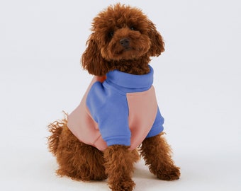 Rollkragenpullover für Hunde – Pfirsich/Blau