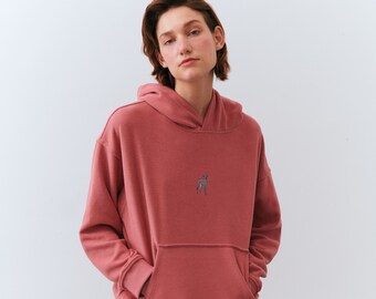 Pink Organic Soft Cotton Hoodie - Hound Embroidery