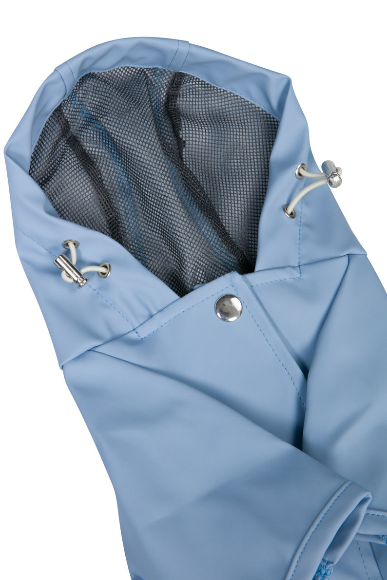 Dog Raincoat with Hood Water Resistant Light Blue image 6