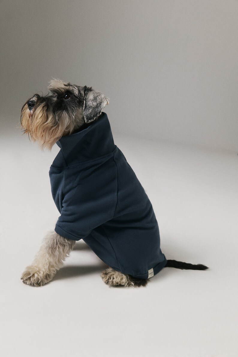 Sudadera de cuello alto para perros Algodón suave orgánico Azul imagen 3