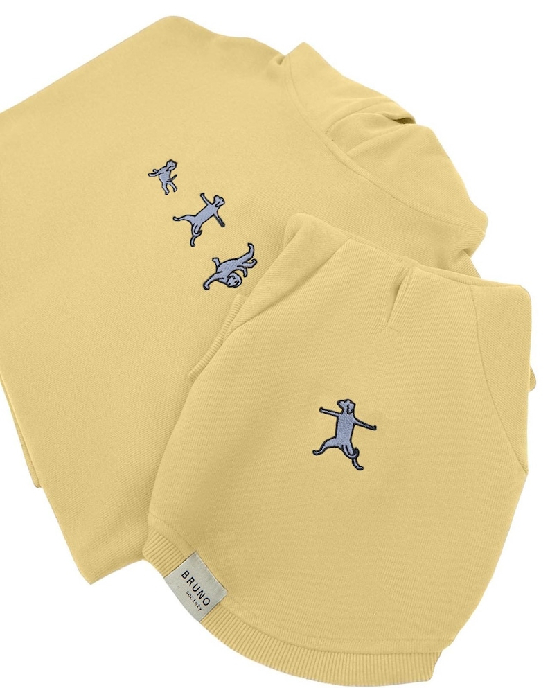 Dog & Human Matching Soft Cotton Hoodies, Matching Set For You and Your Pet, Matching Pet and Owner Set Yellow image 2