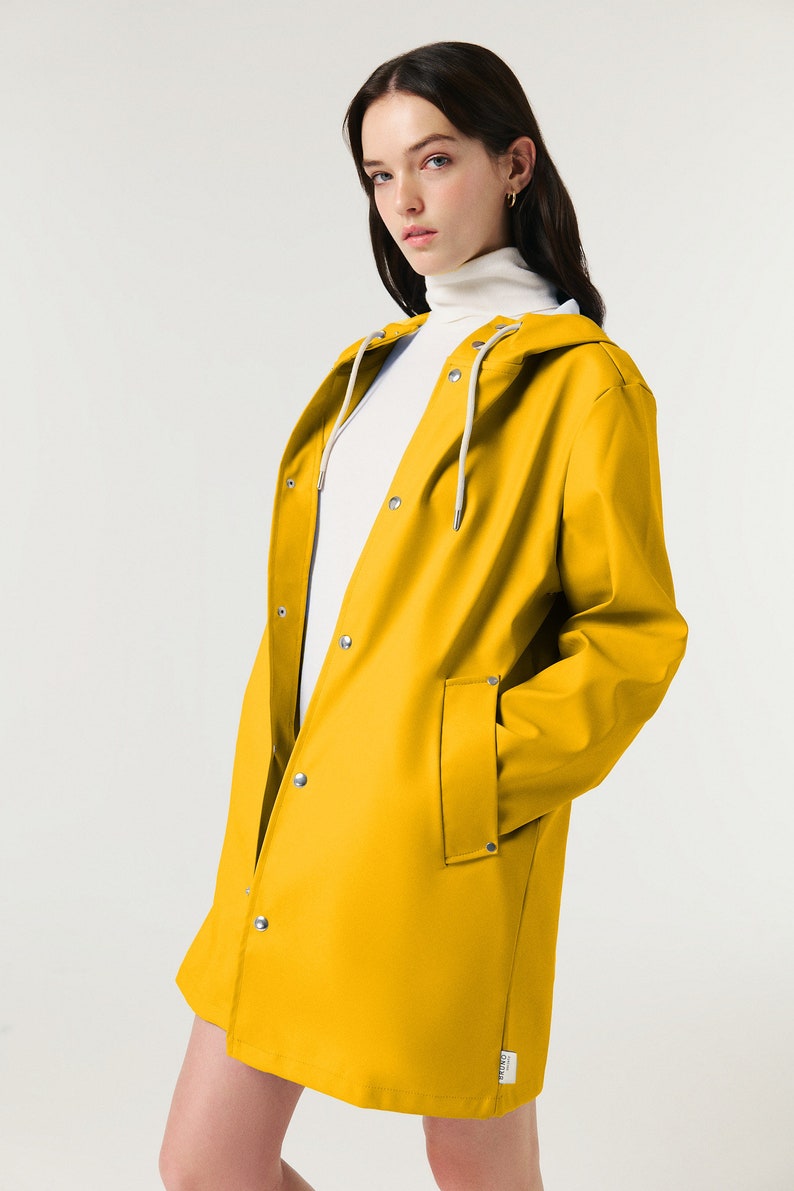 Spring Raincoat, Waterproof & Windproof Raincoat, Spring Coat, Stylish, Unisex Yellow image 3
