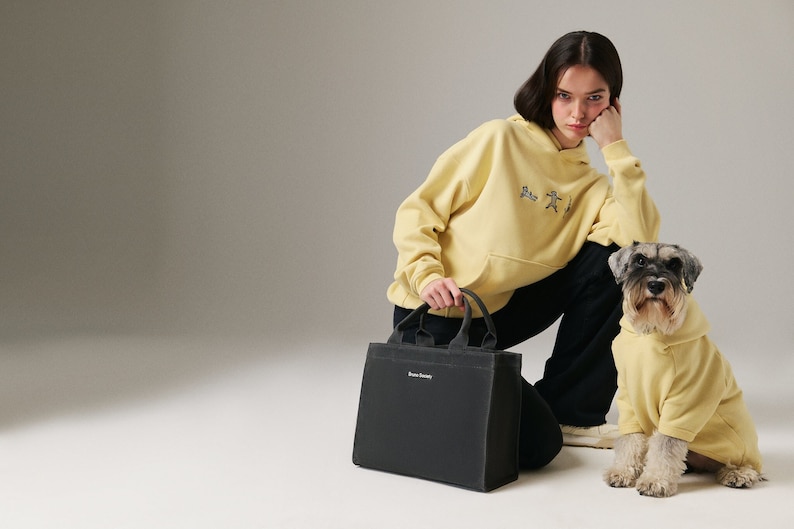 Dog & Human Matching Soft Cotton Hoodies, Matching Set For You and Your Pet, Matching Pet and Owner Set Yellow image 1