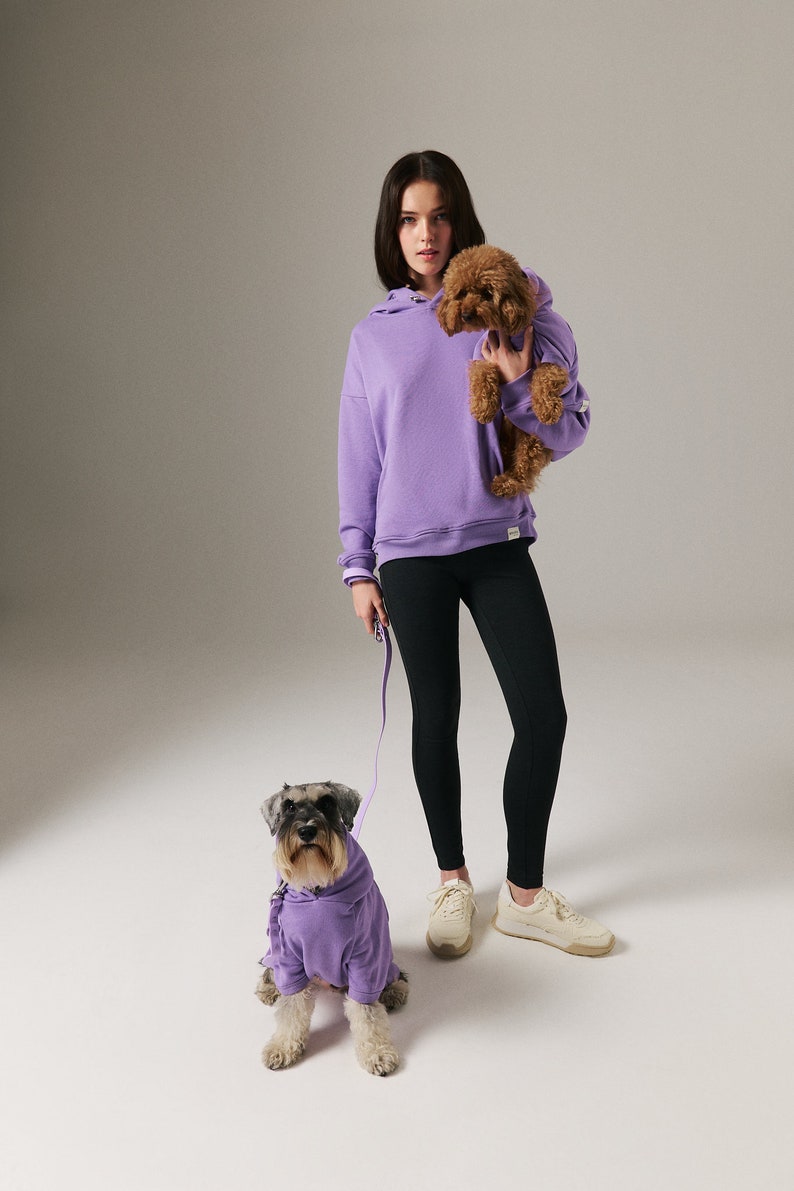 Dog & Human Matching Soft Cotton Hoodies, Matching Set For You and Your Pet, Matching Pet and Owner Set Lilac image 2