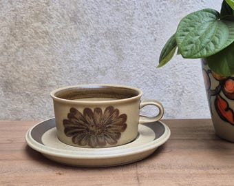 Arabia Finland TunTuri Tea Cup Saucer: Olga Osol Mid-Century Scandinavian Stoneware
