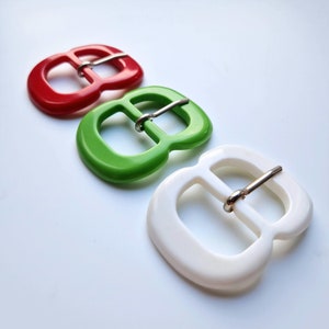 Plastic Vintage Fashion Coat Dress Belt Buckle Red Green White.