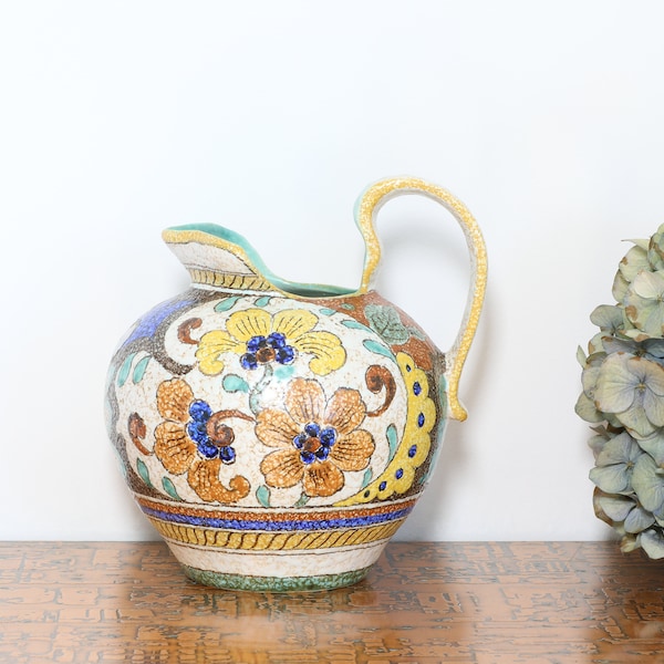 Royal Gouda Zuid-Holland Pottery Deco Anette Decorative Jug Made in Holland.