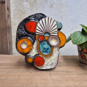 Oswald Tieberghien jaren 60 keramiek bas-reliëf abstracte muurkunst sculptuur vintage Belgisch midden van de eeuw ontwerp.