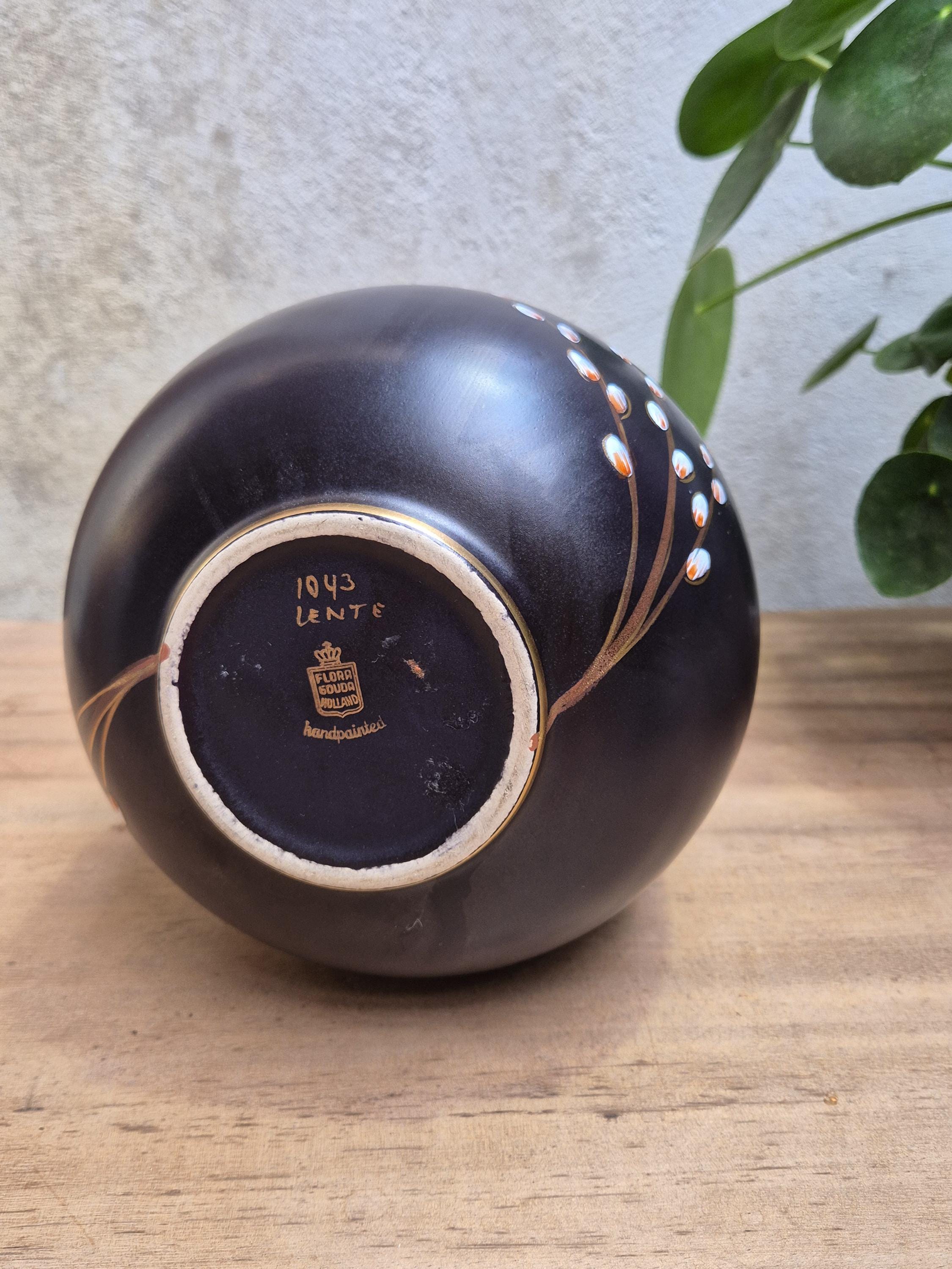 Vintage Flora Gouda Holland Handpainted Ceramic Model No. 1043