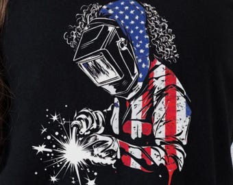 American Welder T-Shirt, Welder Shirt, Ironworker Welder Gift, Welding Shirt, Welding Shirt, Funny Welder Gift, Woman Welder Shirt