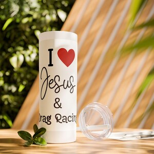 Vaso delgado con pajita &quot;Amo a Jesús y las carreras de aceleración&quot;, 20 oz, vaso de carreras de aceleración, regalo de carreras de aceleración, vaso de autos rápidos, vaso para amantes de los autos