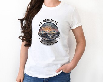 I'd Rather Be Racing Unisex Heavy Cotton Tee, Drag Racing T-Shirt, Drag Racing Gift, Car Lover Shirt, Fast Car Shirt, Race Day Shirt