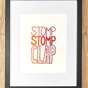 Impression We Will Rock You, impression au bloc faite main ; 8"x10"