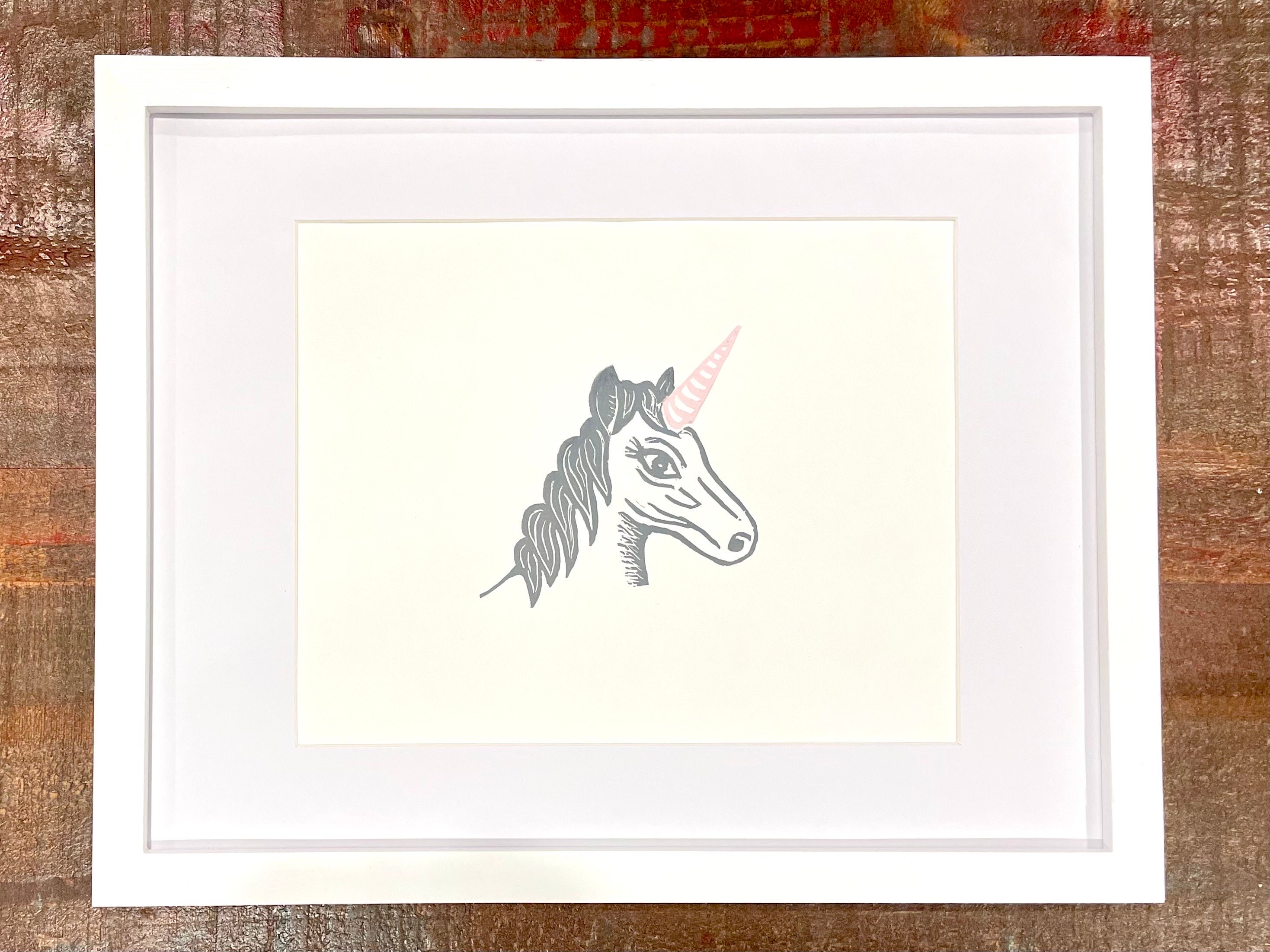 Unicorn Print, Handmade Block Print 8x10 - Etsy