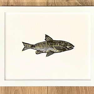 Impression poisson, impression faite main ; 8"x10"