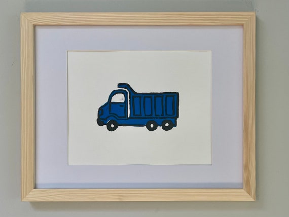 Original Truck Linocut Print Kids Room Art Nursery Art - Etsy