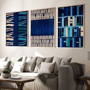 Blue wall art prints, modern abstract art, trendy home decor, living room wall art, hallway prints, blue bedroom decor, new home gift