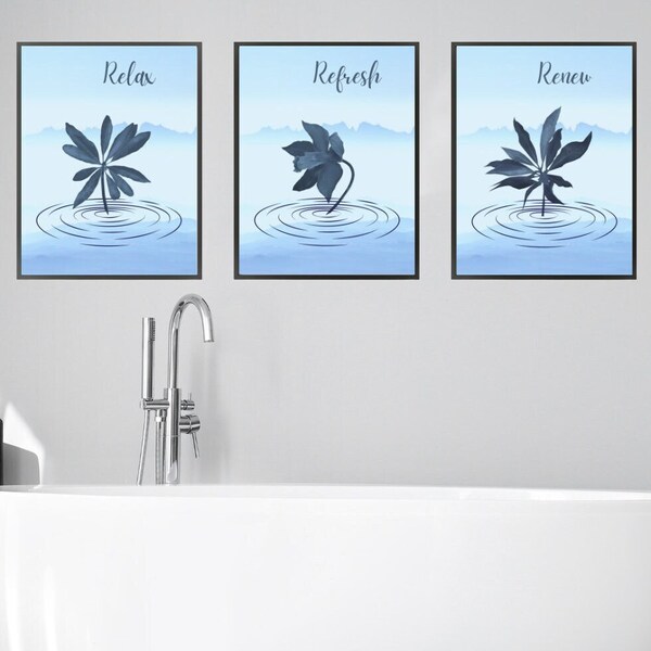 Blue Bathroom Etsy