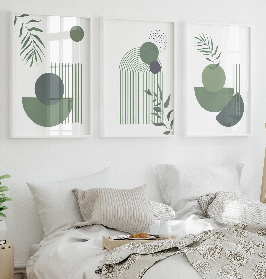Sage Green Boho Wall Art Prints, Gallery Wall Set, Digital Download, Sage Green Wall Art, Set of ...