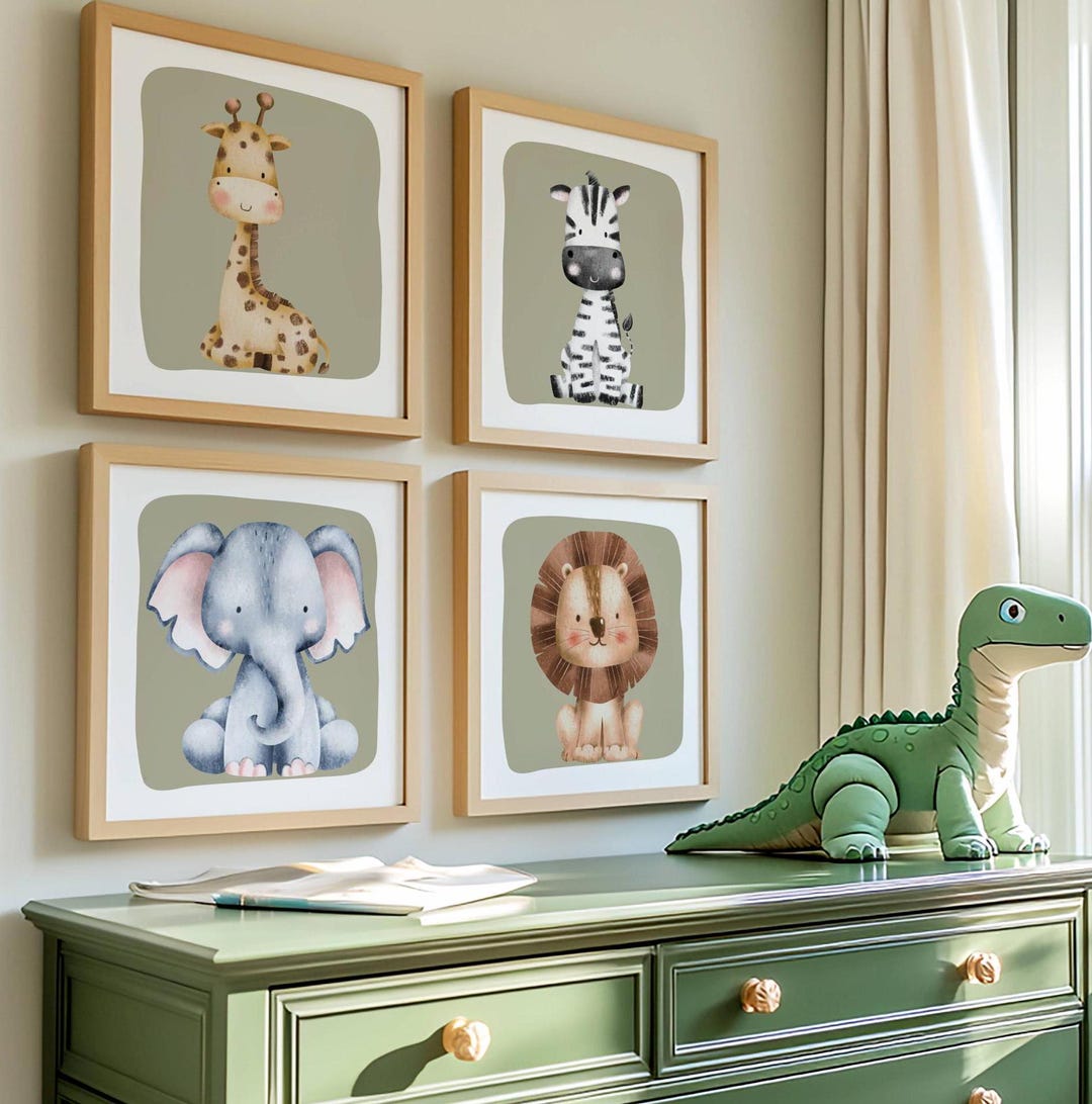 Sage Green Nursery Prints, Safari Nursery Wall Art, New Baby Gift ...