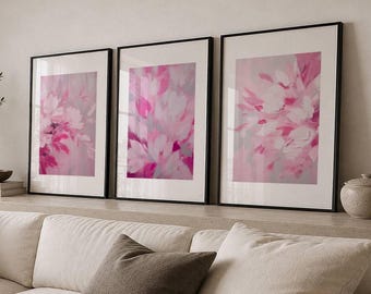 Pink Abstract Art Prints: Modern Home Decor, Set of 3