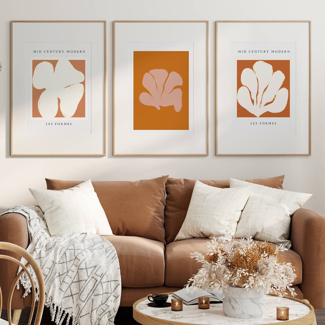 Mid Century Modern Orange Wall Art Prints, Matisse Prints, Gallery Wall