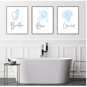 Bathroom Prints Blue Bathroom Wall Art Set of 3 Bathroom - Etsy
