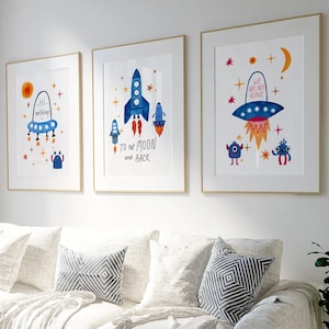 Stampe per la camera dei ragazzi, decorazioni per la camera dei più piccoli, stampe di razzi, decorazioni per astronauti, regali per ragazzi, camera da letto a tema spaziale, arte murale per la camera dei ragazzi