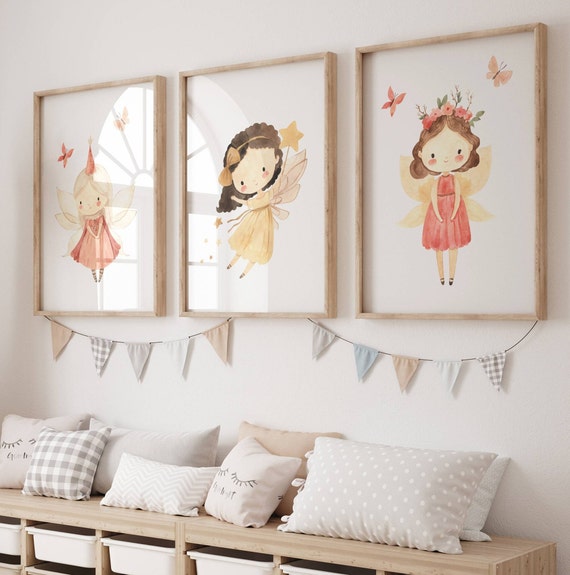 Girl Nursery Prints Pink and Yellow Nursery Decor Fairy Theme Baby Girl Nursery Girls Bedroom New Baby Gift Playroom Decor Kids Room Etsy Canada