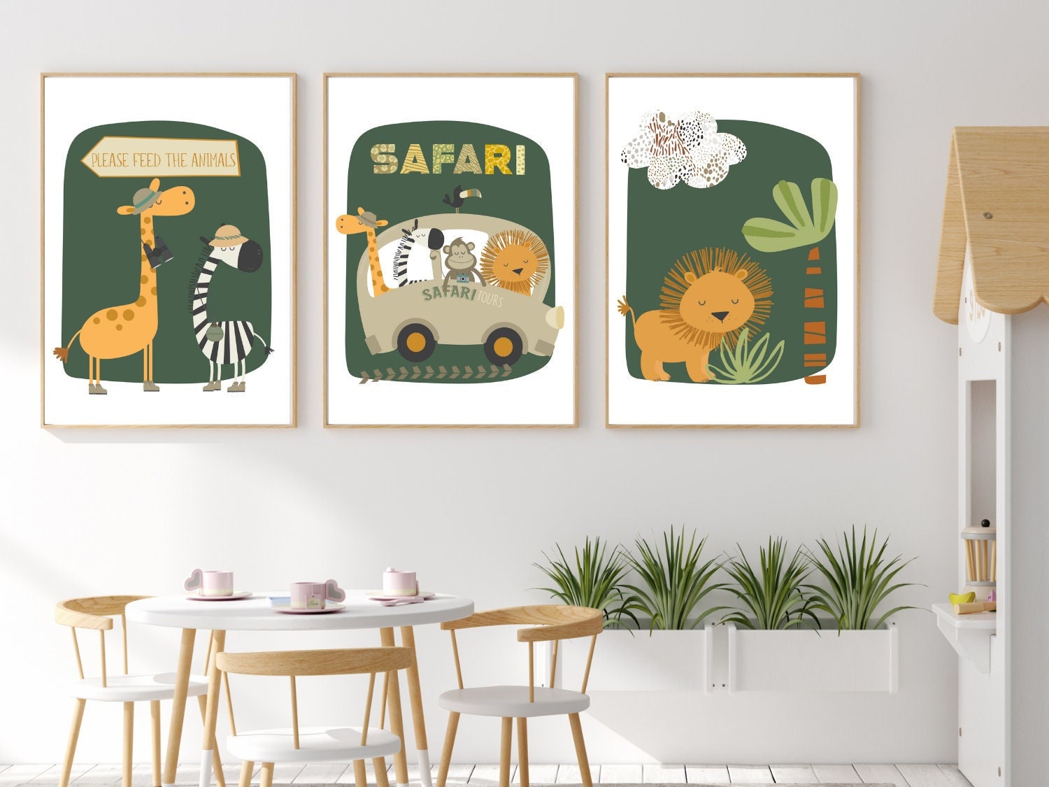 Safar Nursery Wall Art Anmal Pantngs Baby Anmal Prnts | Etsy