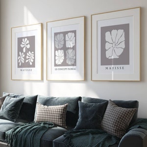 Matisse Drucke, große graue Wandkunst, Matisse Wandkunst, graues Wohndekor, Wohnzimmerdekor, Schlafzimmer Wandkunst, neutrales Wanddekor