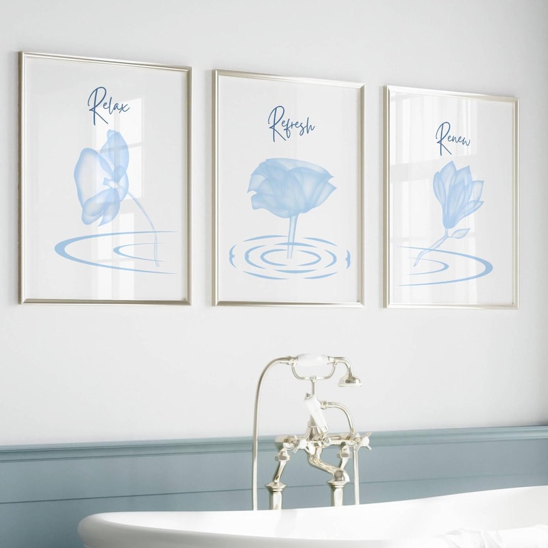 Blue Bathroom Art - Etsy
