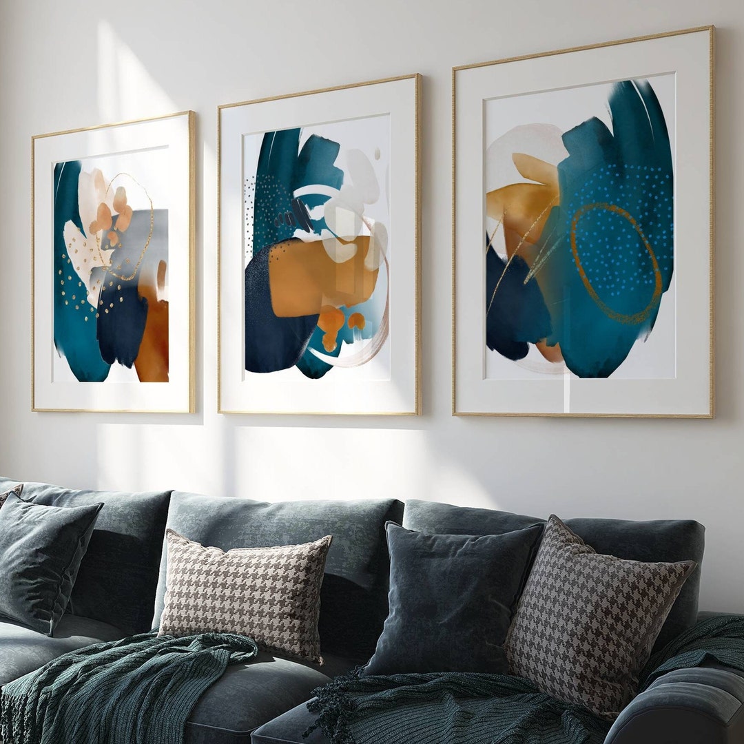 Teal Wall Art Prints, Teal Home Decor, Abstract Wall Art, Gallery Wall