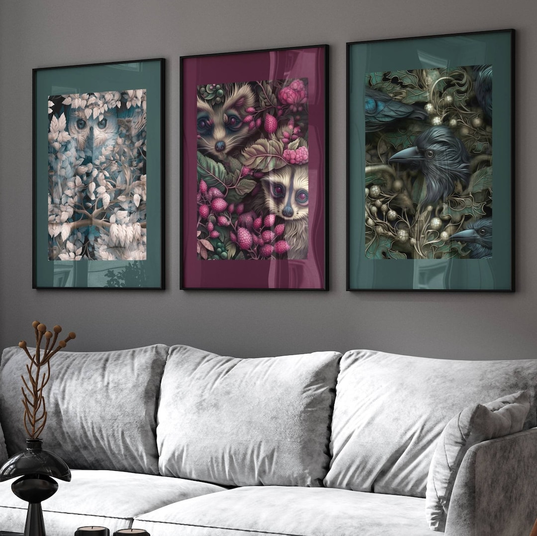 Large Animal Wall Art Prints, Green Home Decor, Teal Wall Art, Living