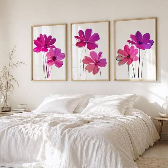 Pink Abstract Floral Print Set: Modern Home Decor Wall Art - Etsy