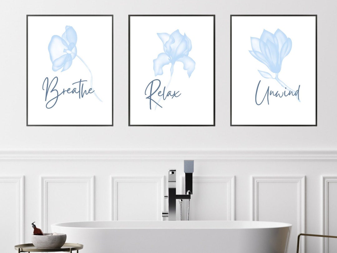 Bathroom Prints Blue Bathroom Wall Art Set of 3 Bathroom - Etsy