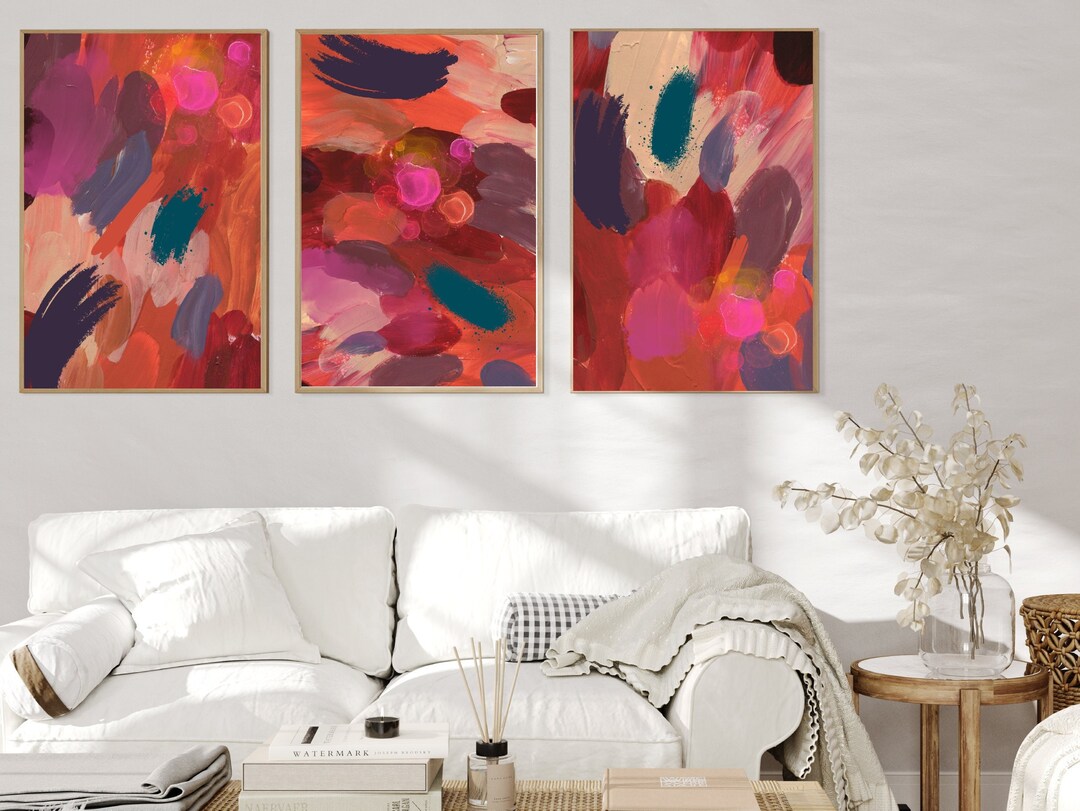 Red Wall Art Modern Art Abstract Wall Art Red Decor Etsy