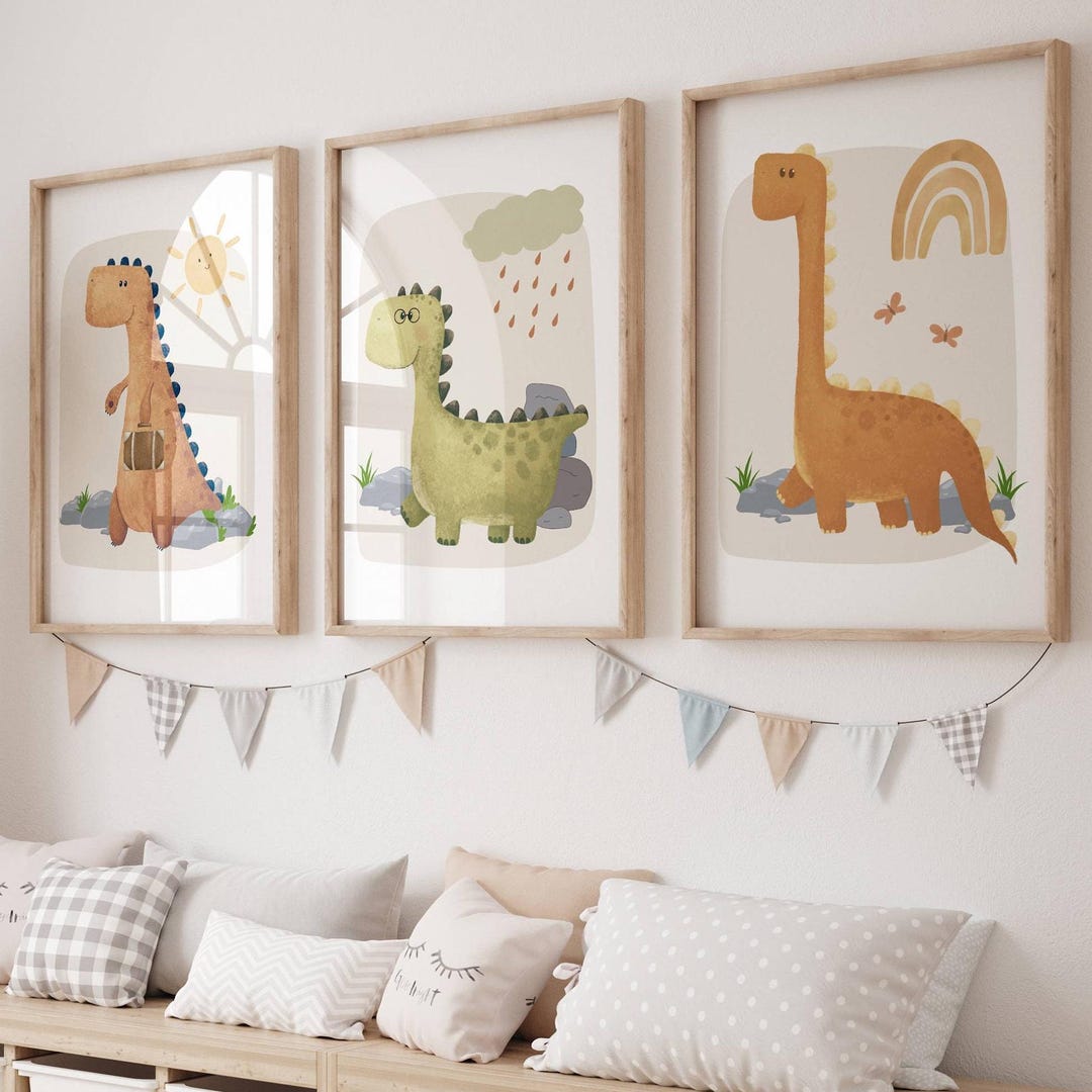Dinosaur Prints, Boys Nursery Wall Art, Kids Dinosaur Bedroom, Kids ...