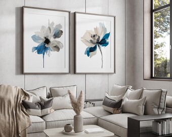 Patina Blue Abstract Wall Art: Modern Home Decor, Living Room