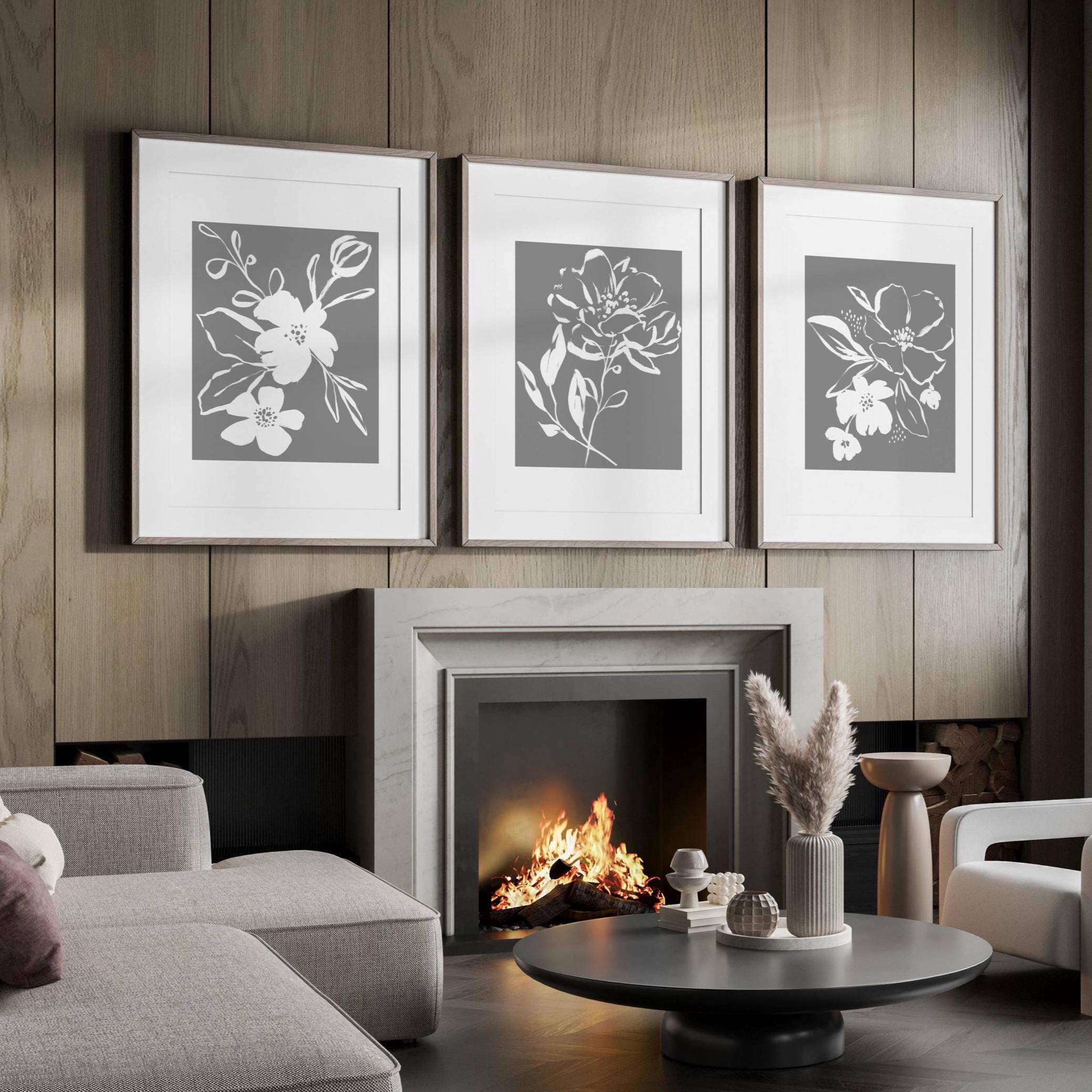 Grey Botanical Prints Set: Calming Minimalist Gallery Wall Art - Etsy