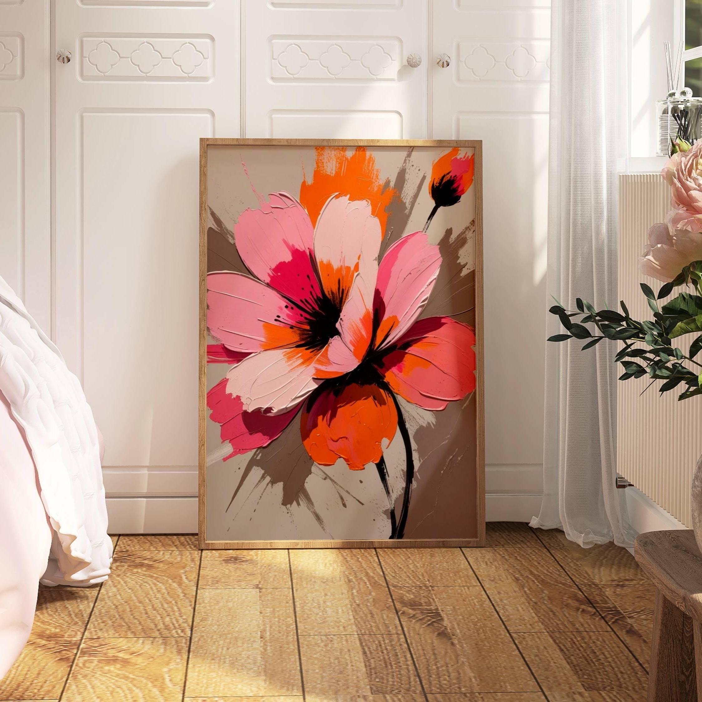 Abstract Art Prints - Set of 3 - Pink & Brown Botanical Design - Etsy