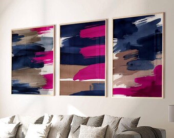 Colourful Abstract Wall Art | Set of 3 Prints | Modern Digital Download ...