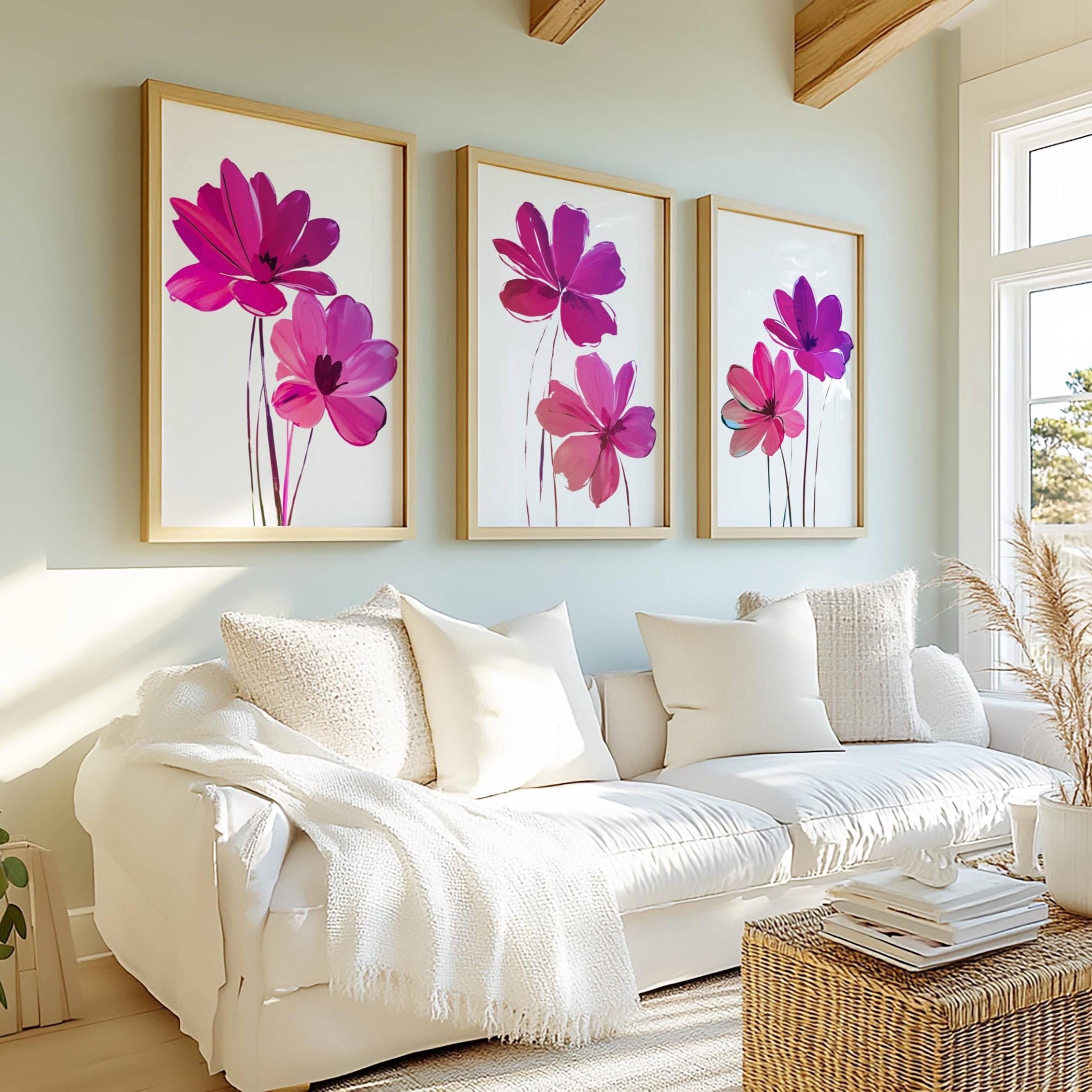 Pink Abstract Floral Print Set: Modern Home Decor Wall Art - Etsy