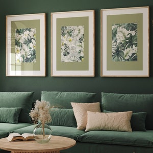 Große grüne Wandbild, botanische Kunst, abstrakte Wandkunst, grüne Wanddeko, Wohnzimmer, Schlafzimmer, Esszimmer, Flur