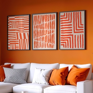 Arte de parede laranja, decoração de casa de outono, estampas laranja, arte de parede abstrata, decoração moderna de casa laranja, arte de parede para sala de estar, decoração de quarto laranja