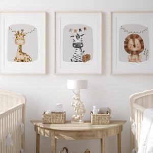 Safari Nursery Wall Art, Boho Nursery Prints, Grey Nursery Decor ...